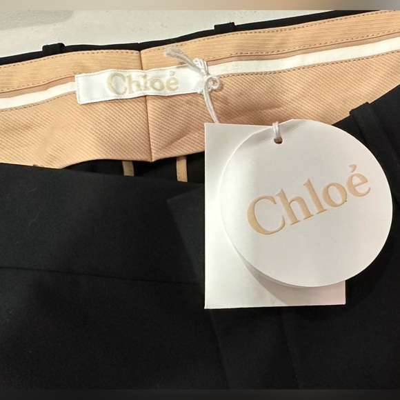 NWT Chloe Black Pleated Crepe High Waisted Shorts 44 (US 12) - Picture 5 of 13